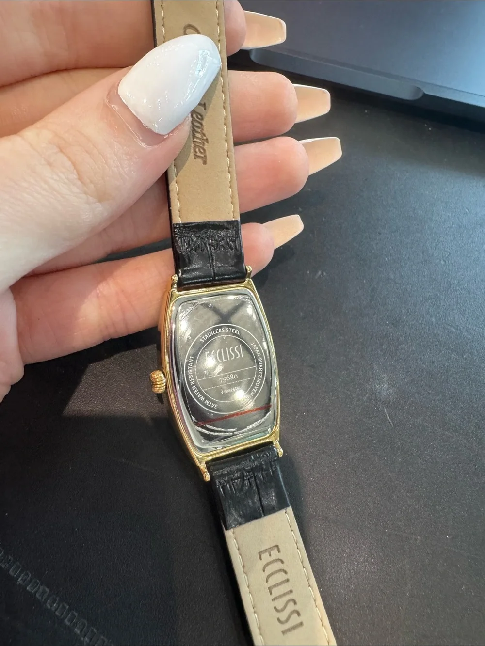 Ecclissi Facets Stainless Steel Alexandrite Leather Watch